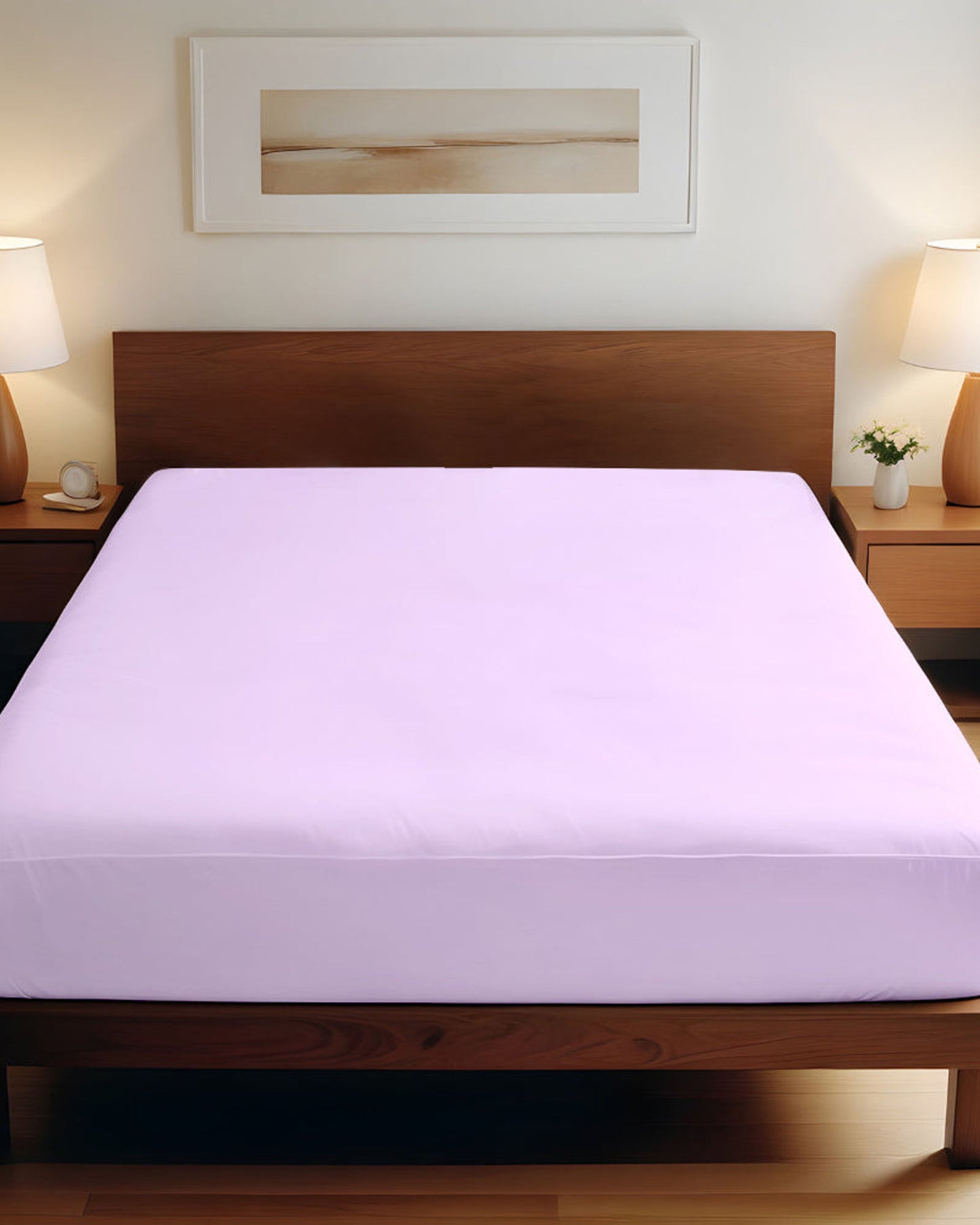 Cotton Home Fitted Sheet 1Pc Super Soft Light Purple
