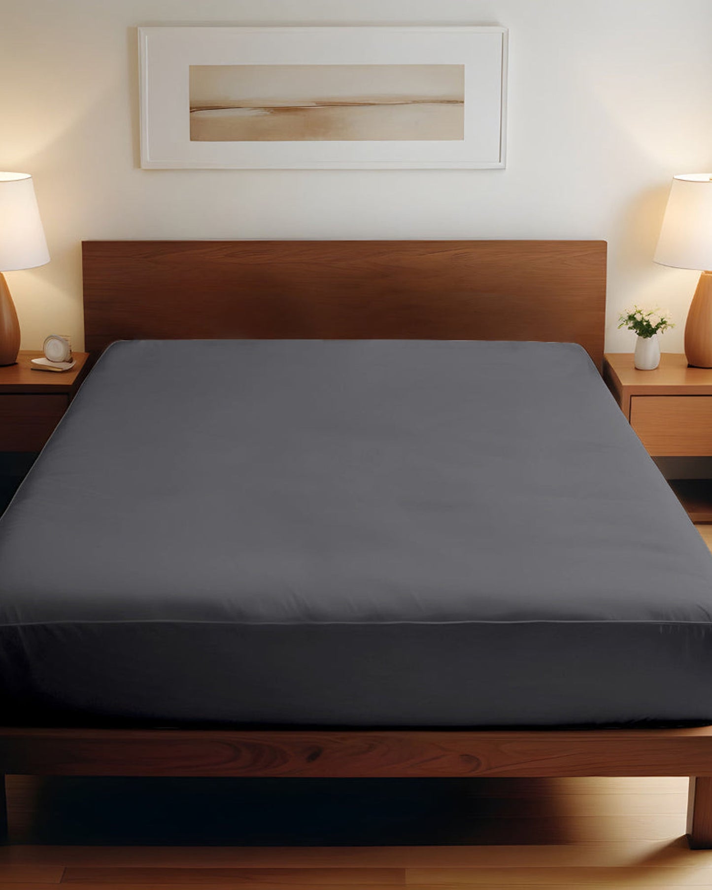 Cotton Home Fitted Sheet 1Pc Super Soft Silver