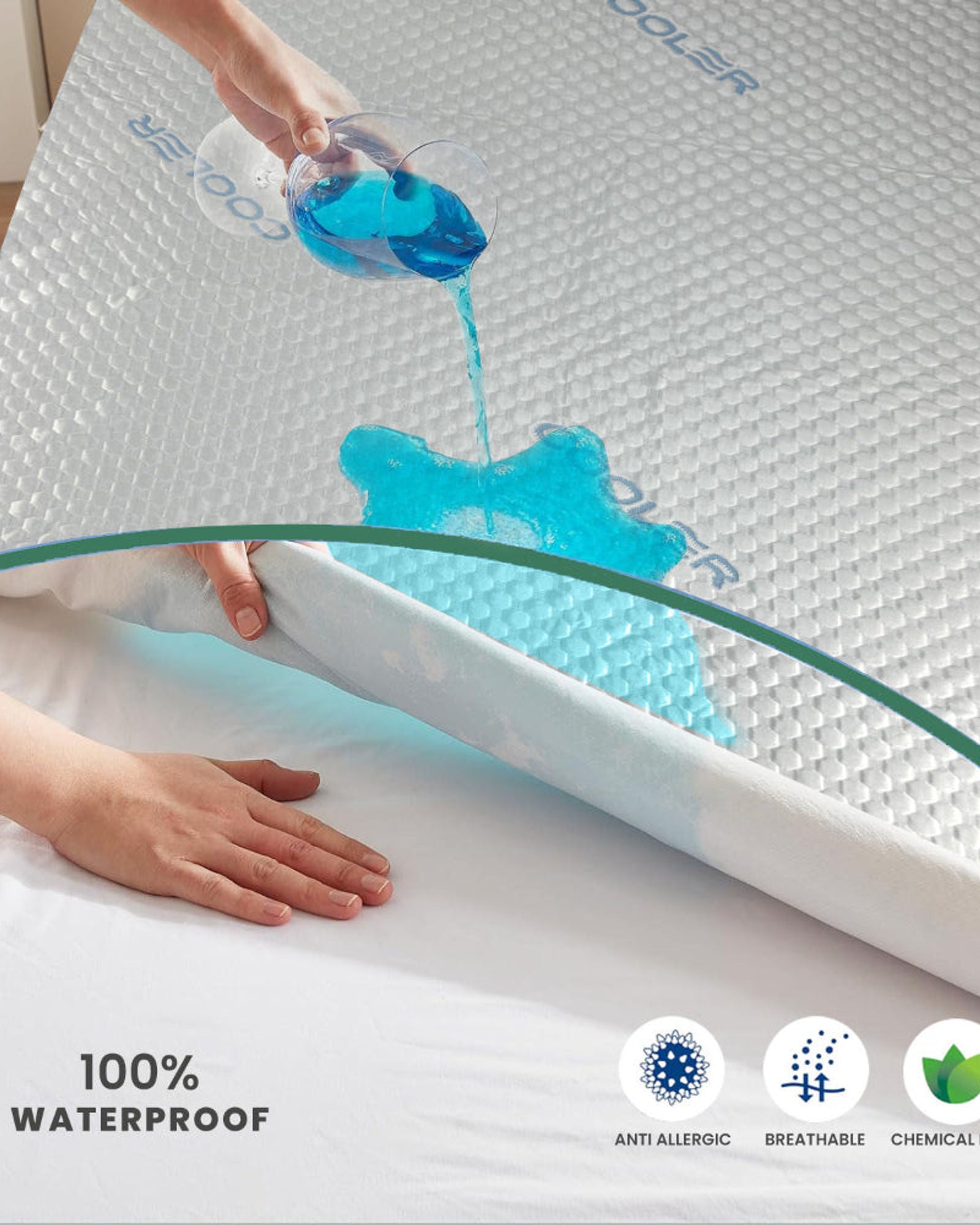 Cotton Home Coolant Blue  Waterproof  Mattress Protector