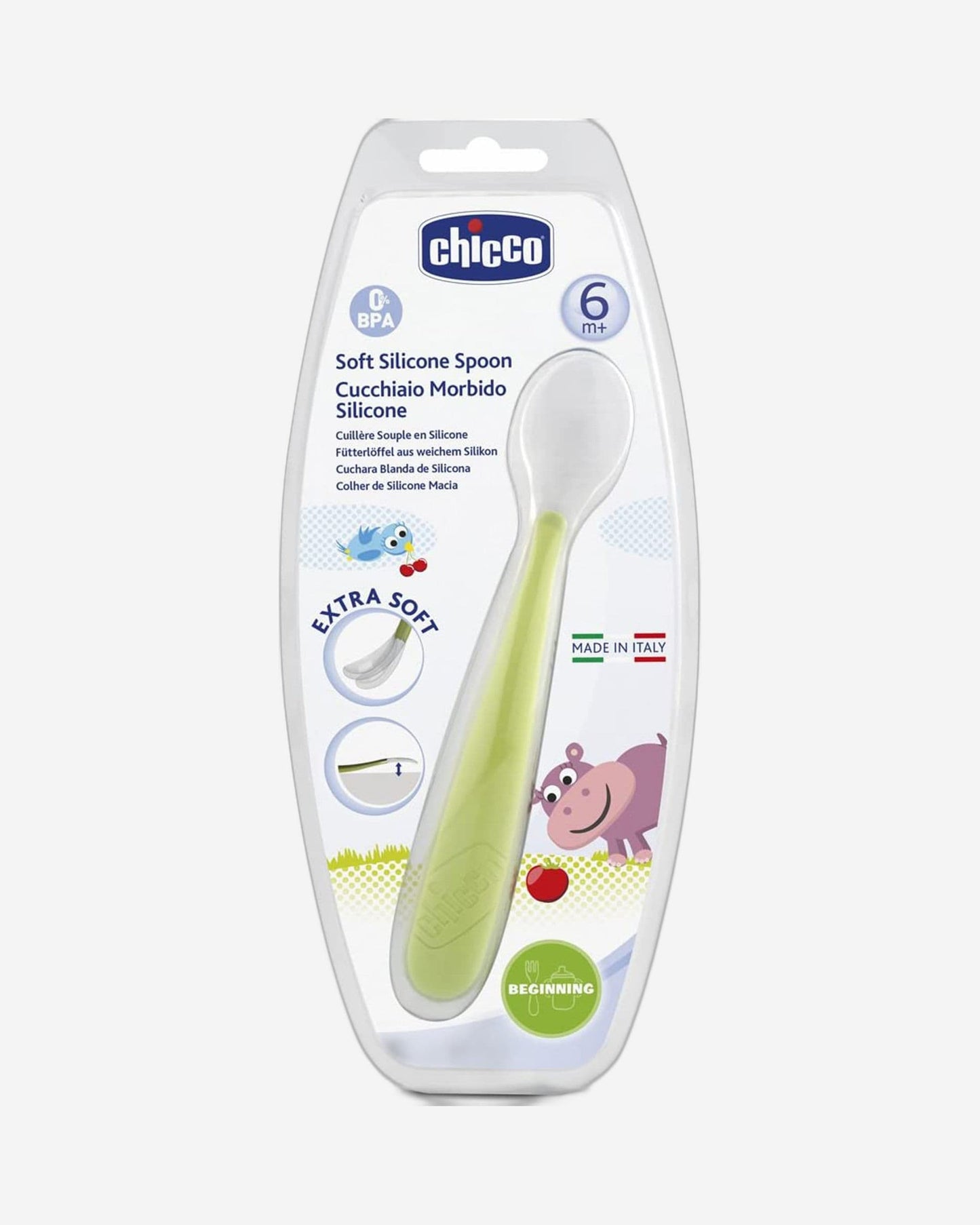 CHICCO SOFT SILICONE SPOON 6M+GREEN