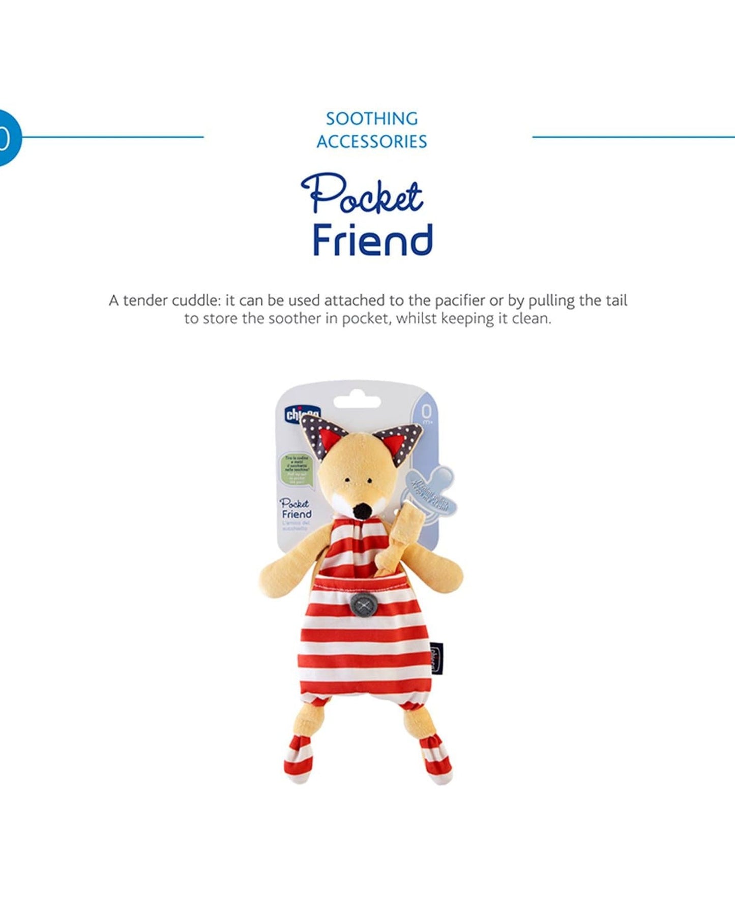 CHICCO POCKET FRIEND FOX SOOTHER HOLDER 0M+