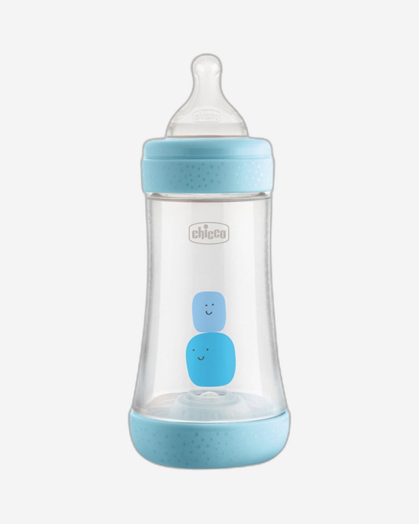 CHICCO PERFECT 5 FEEDING BOTTLE 240ML MEDIUM FLOW 2M+ SILICONE BLUE