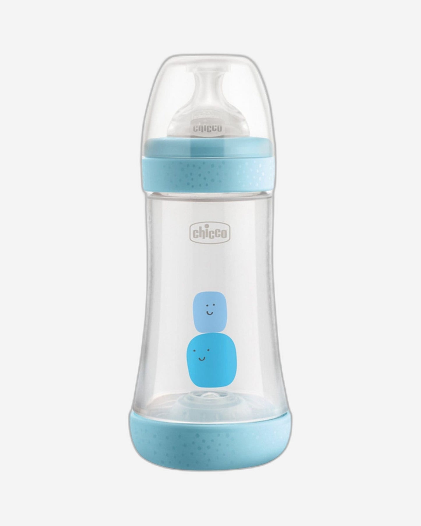 CHICCO PERFECT 5 FEEDING BOTTLE 240ML MEDIUM FLOW 2M+ SILICONE BLUE