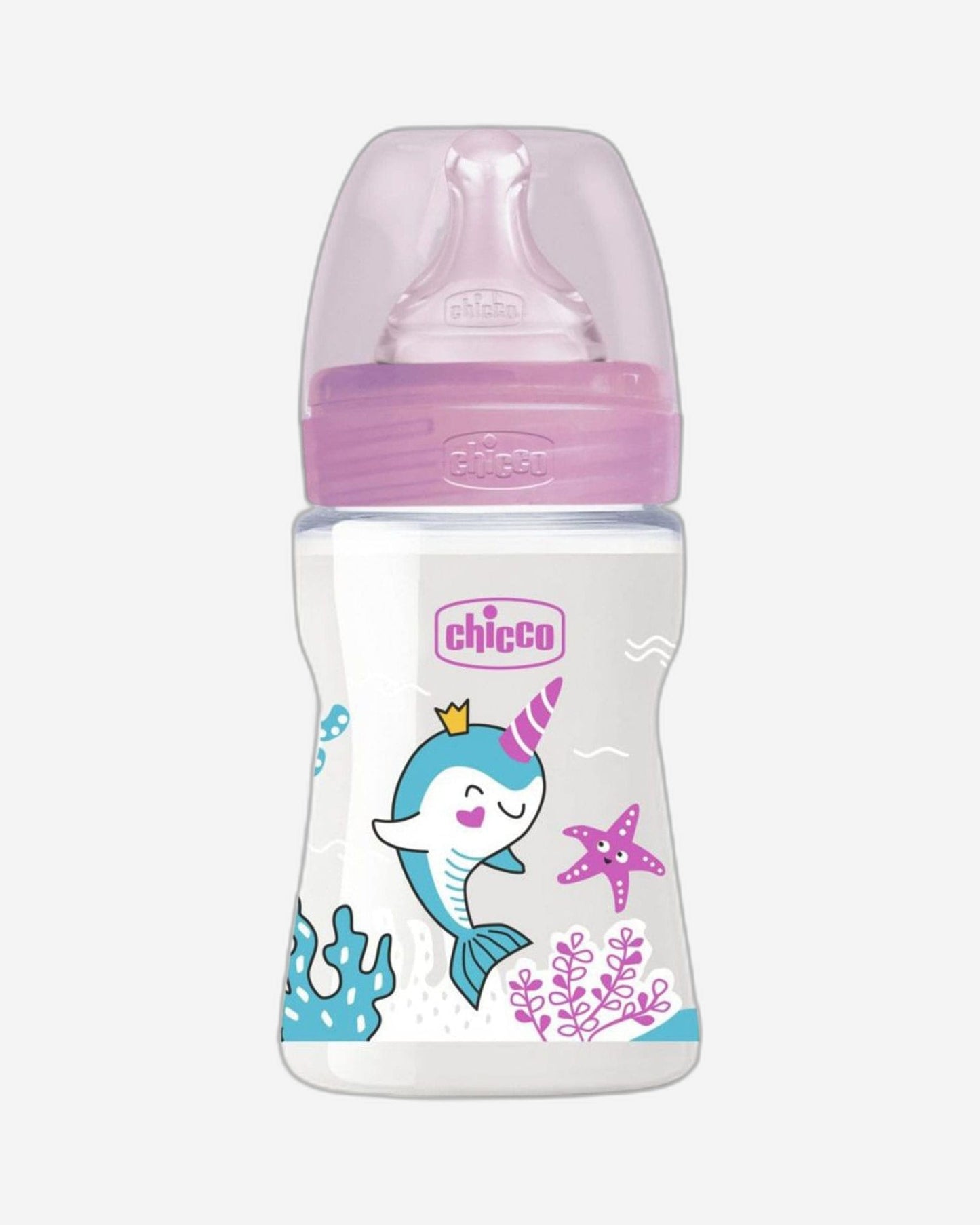 CHICCO WELL-BEING PLASTIC BOTTLE 150ML SLOW FLOW 0M+ SILICONE PINK