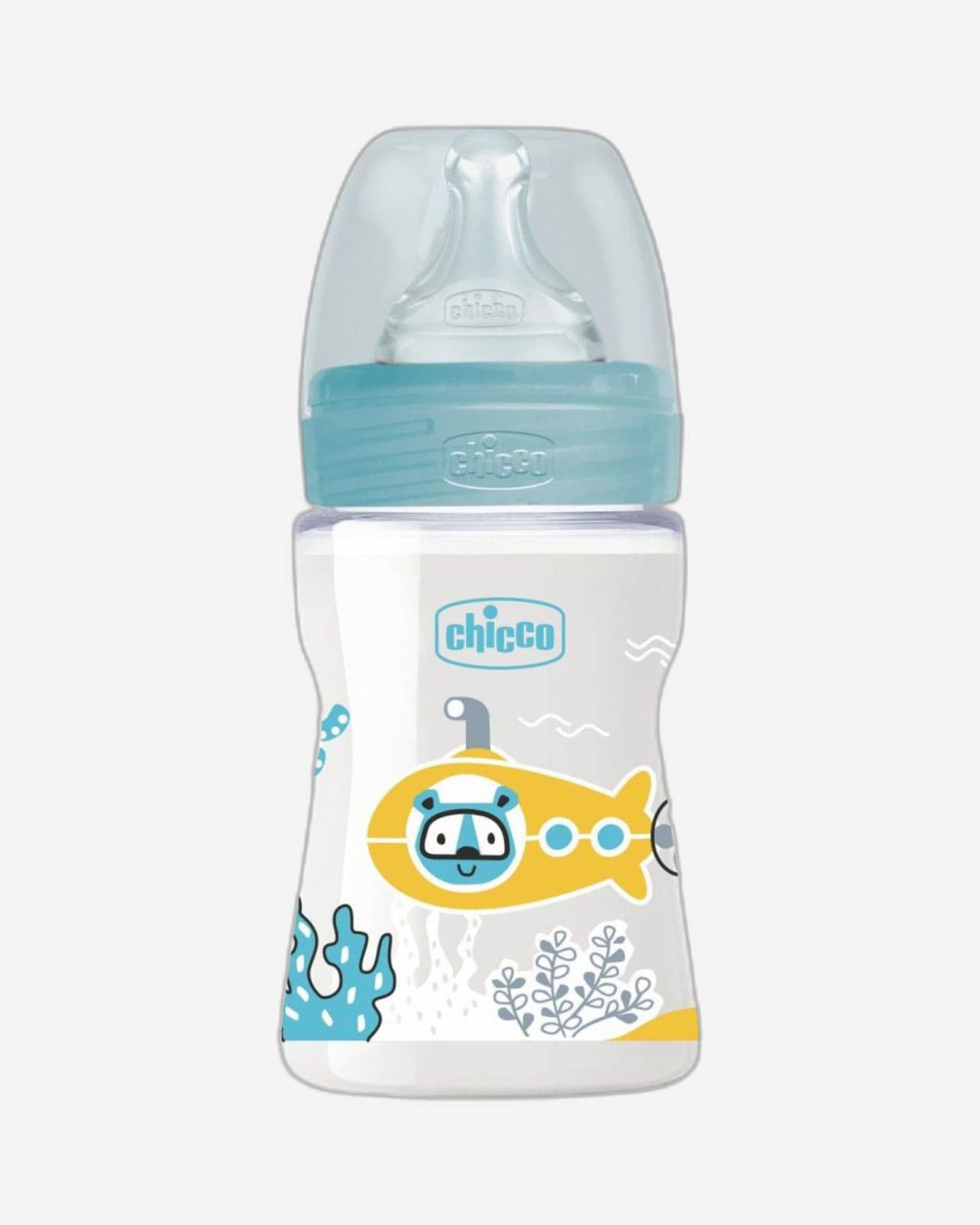 CHICCO WELL-BEING PLASTIC BOTTLE 150ML SLOW FLOW 0M+ SILICONE BLUE