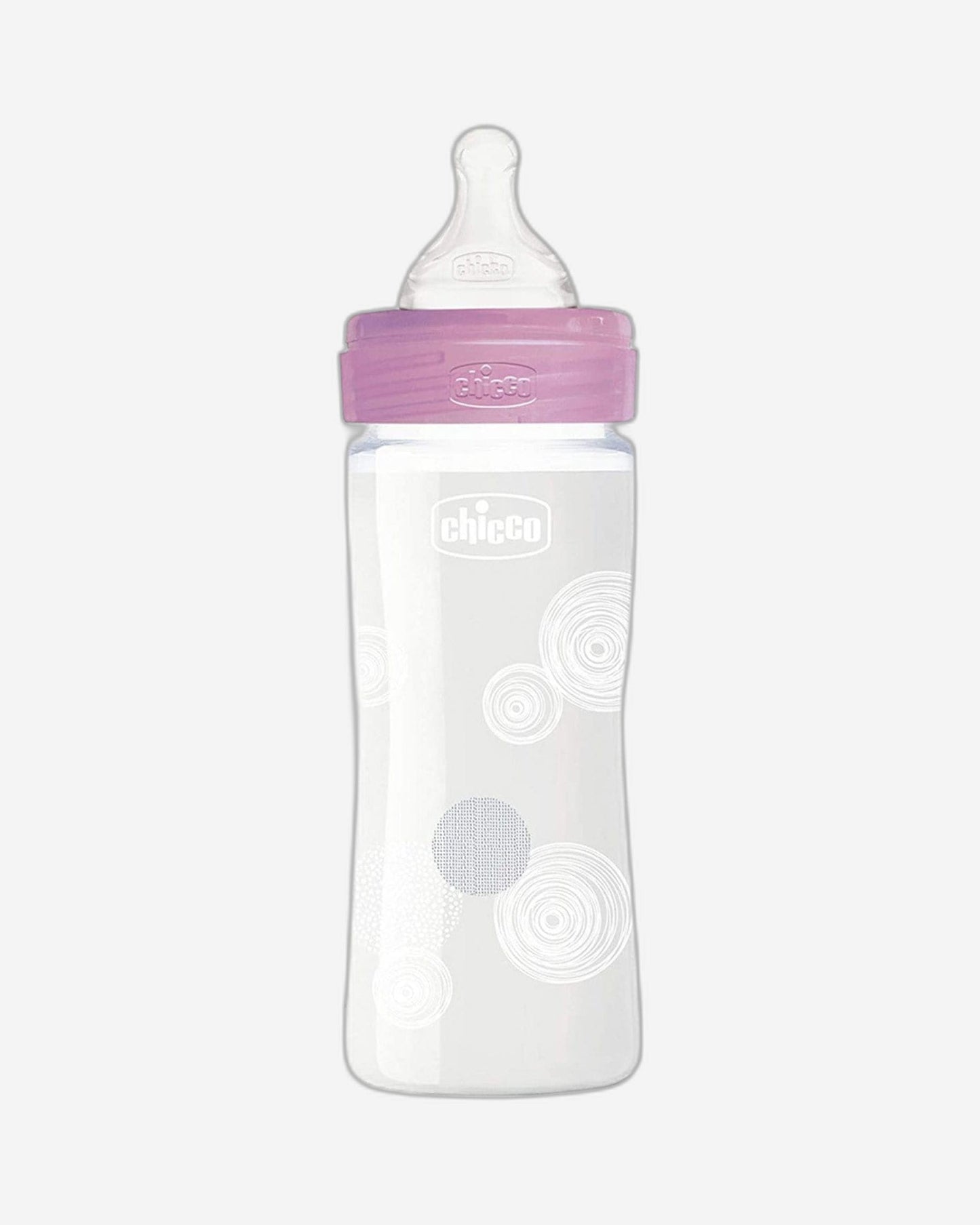 CHICCO WELL-BEING GLASS BOTTLE 240ML SLOW FLOW 0M+ SILICONE PINK