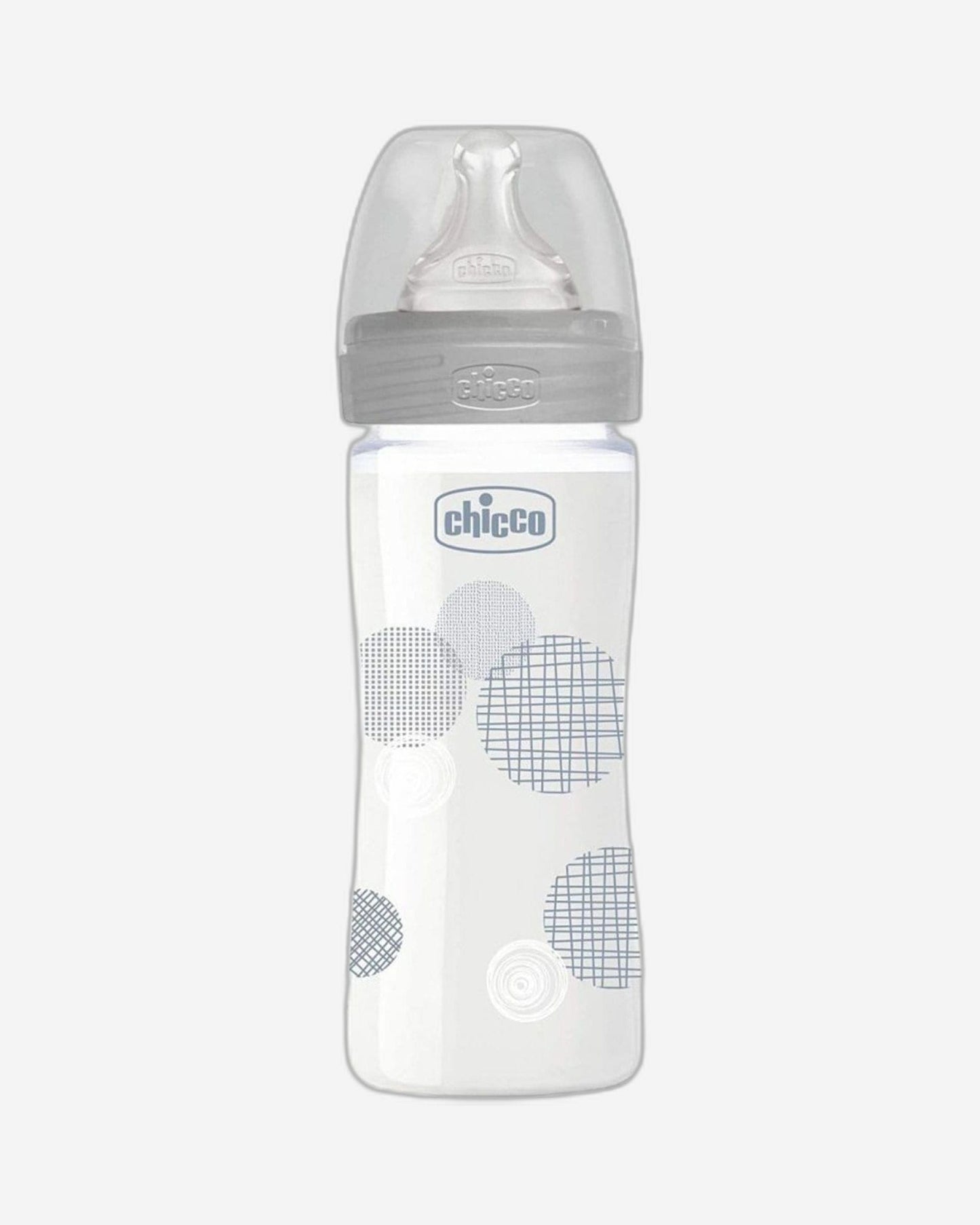 CHICCO WELL-BEING GLASS BOTTLE 240ML SLOW FLOW 0M+ SILICONE NEUTRAL