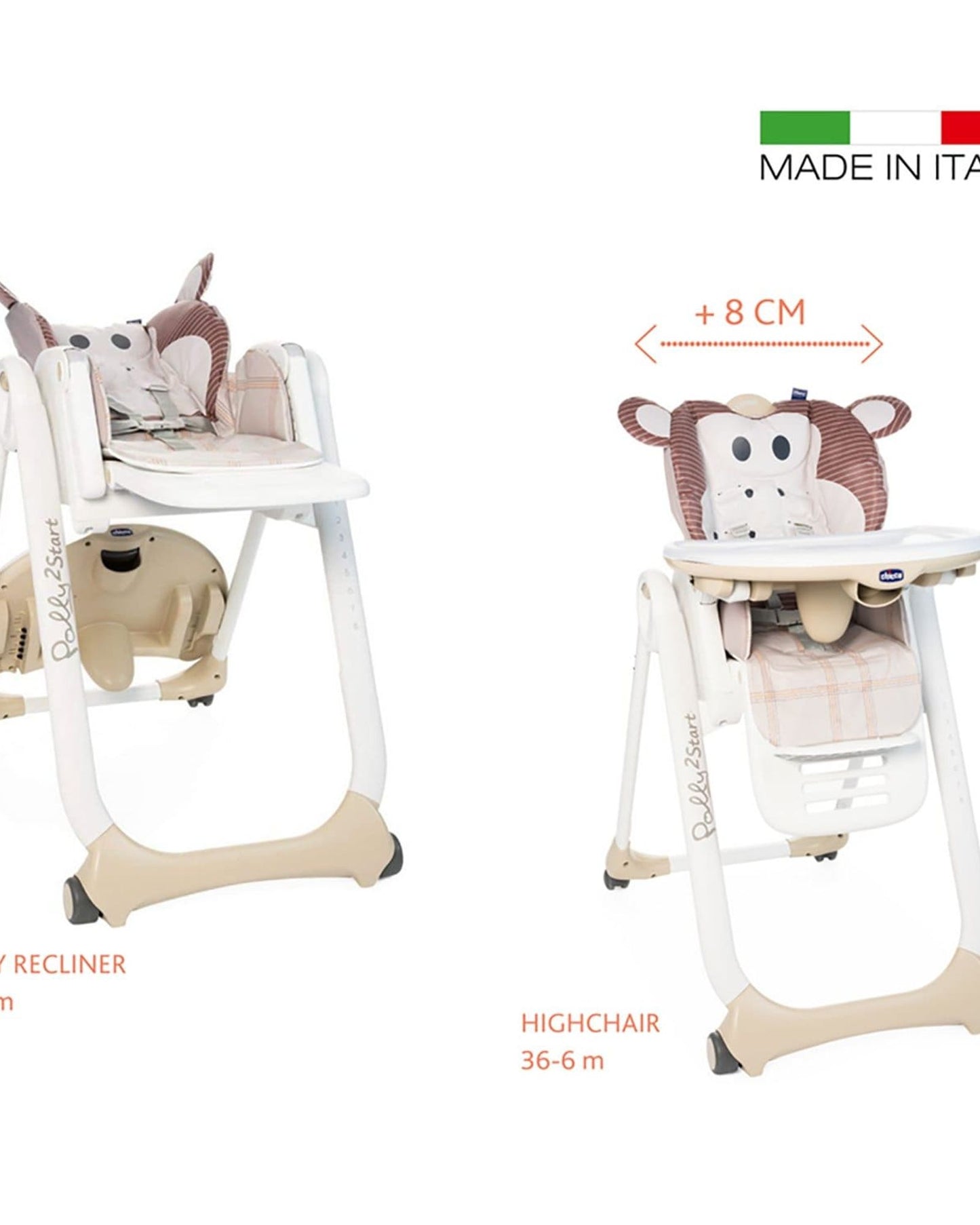CHICCO POLLY 2 START HIGHCHAIR 0M-3Y MONKEY