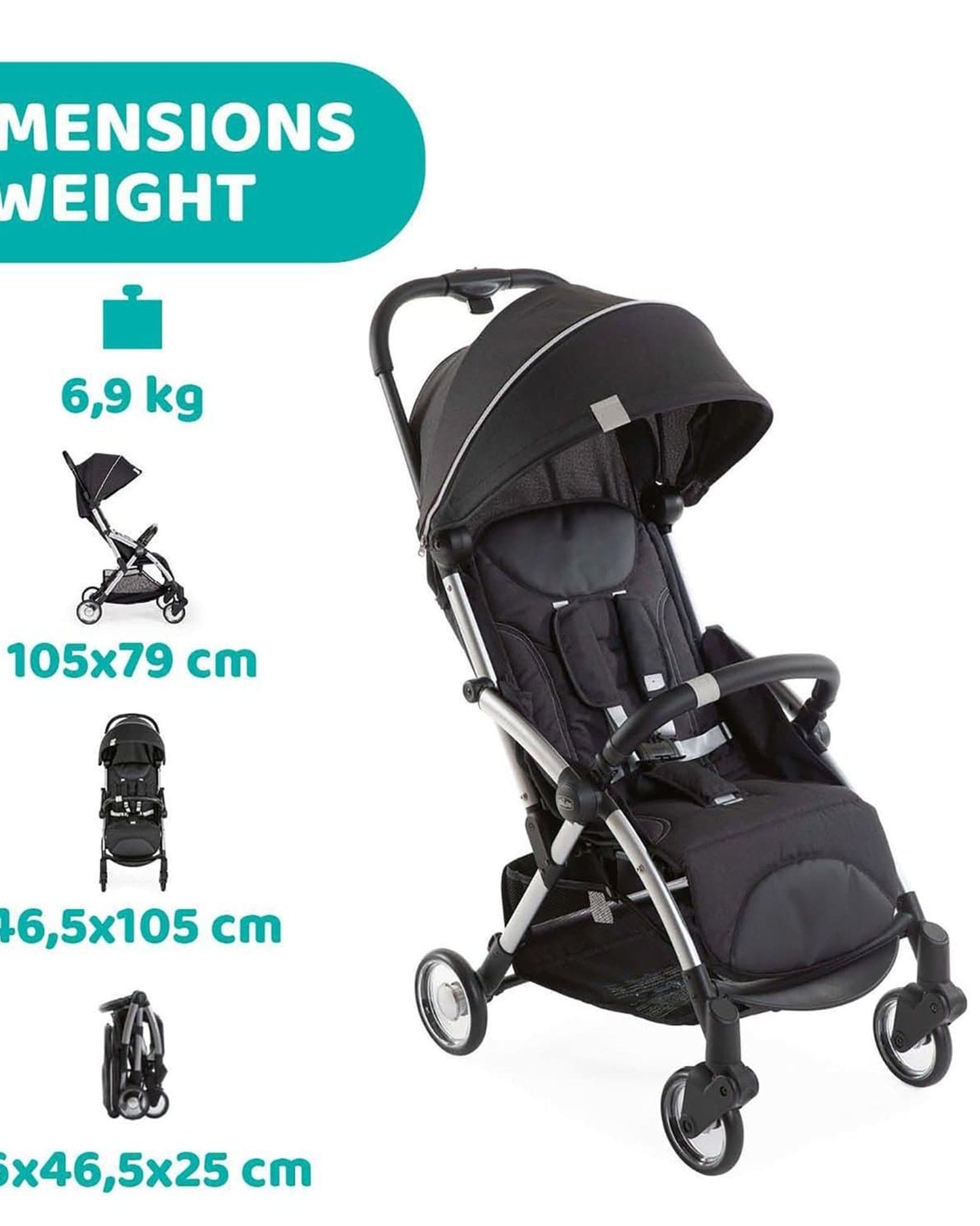 CHICCO GOODY PLUS STROLLER COOL GREY