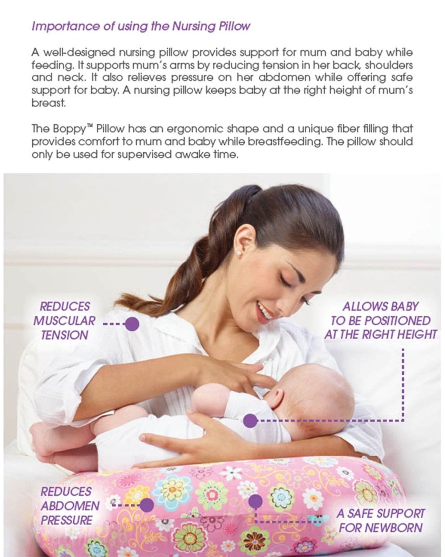 CHICCO BOPPY PILLOW WITH COTTON SLIPCOVER MOON AND STARS