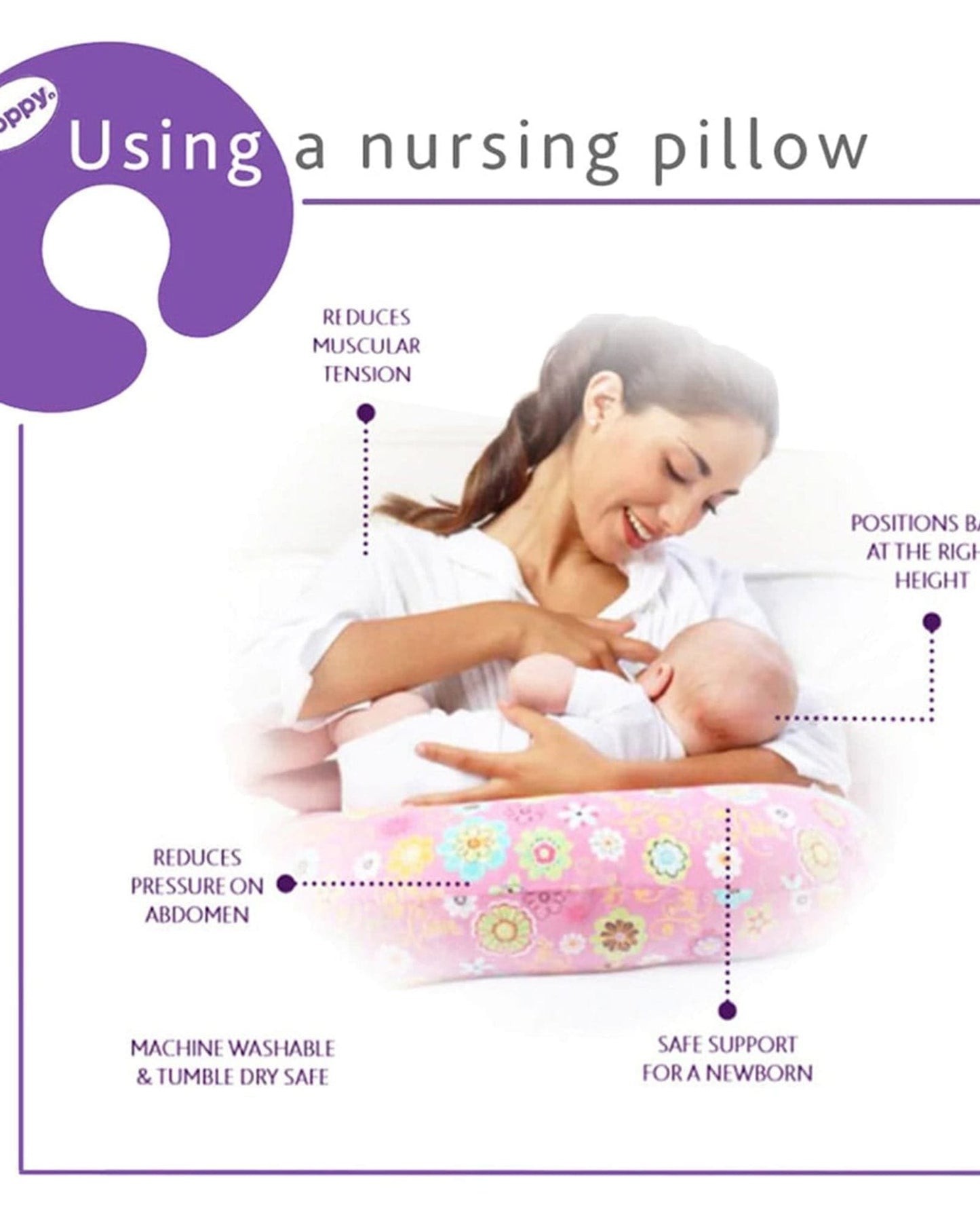 CHICCO BOPPY PILLOW WITH COTTON SLIPCOVER MOON AND STARS
