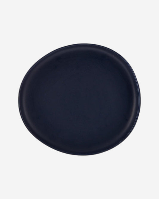 Shallow 27cm Porcelain Dinner Plate - Matte Dark Blue | Stylish & Durable Kitchen Tableware