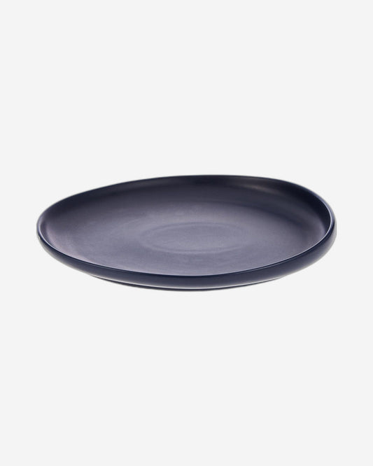 Shallow 27cm Porcelain Dinner Plate - Matte Dark Blue | Stylish & Durable Kitchen Tableware