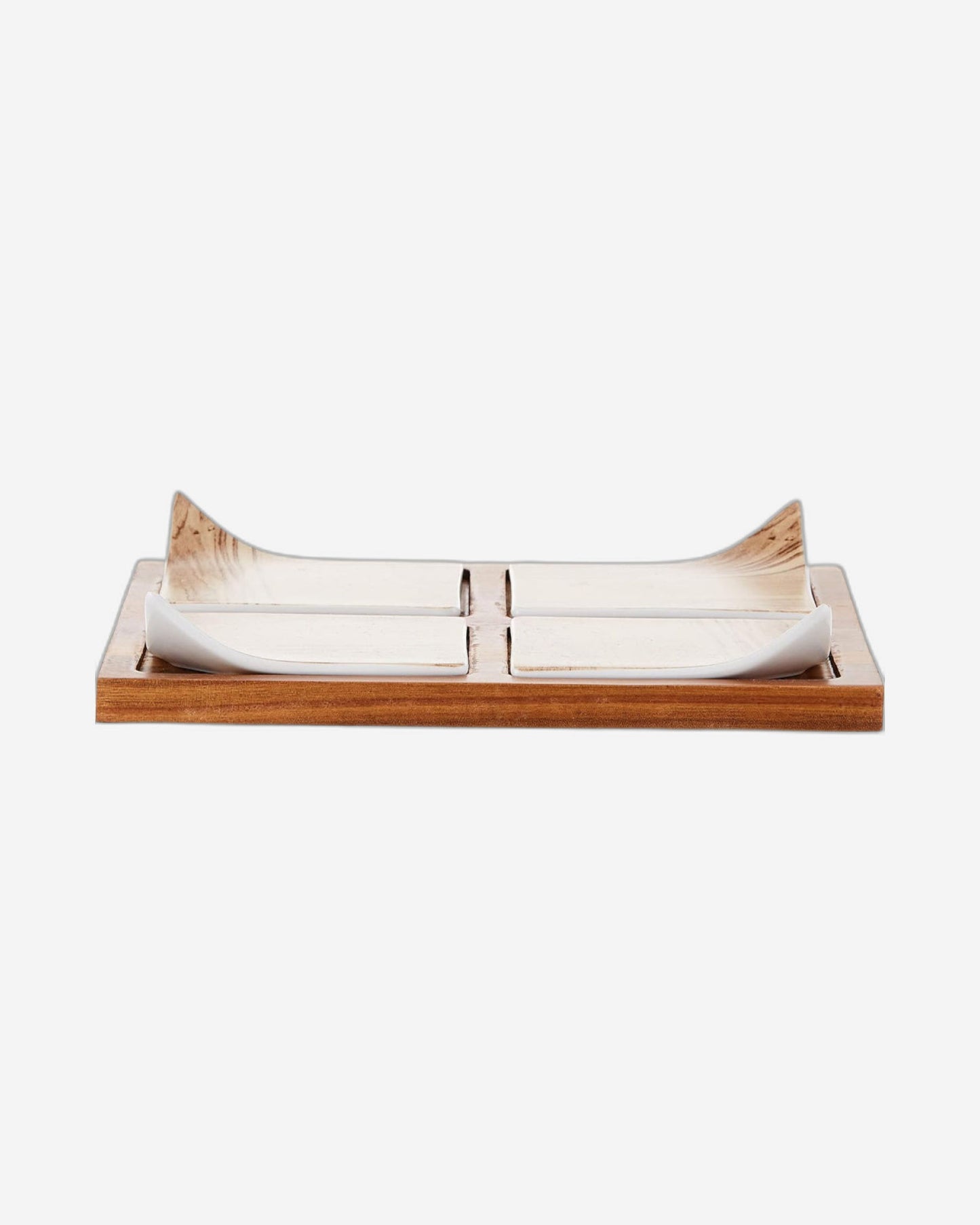 Shallow Serving Platter with 4 Small Dishes - 24.5x24.5x4cm | Ceramic Serving Tray Set for Appetizers, Snacks, and Dips