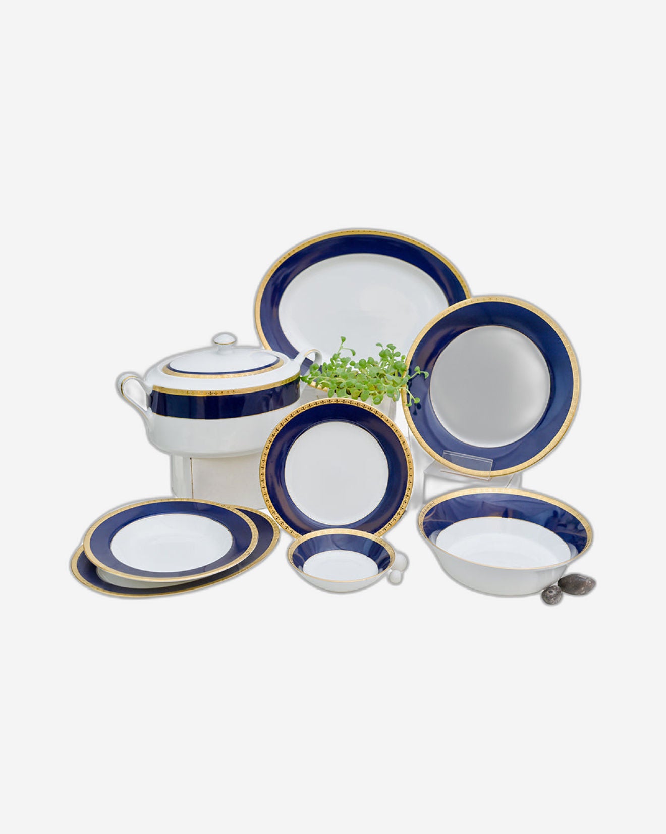 Dankotuwa Dinner Set 59Pc Blue Gold Turkey