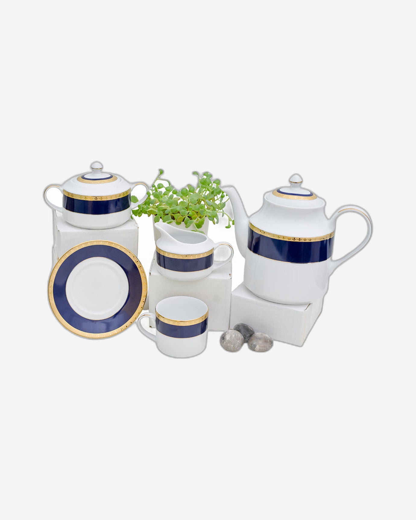 Dankotuwa Dinner Set 59Pc Blue Gold Turkey