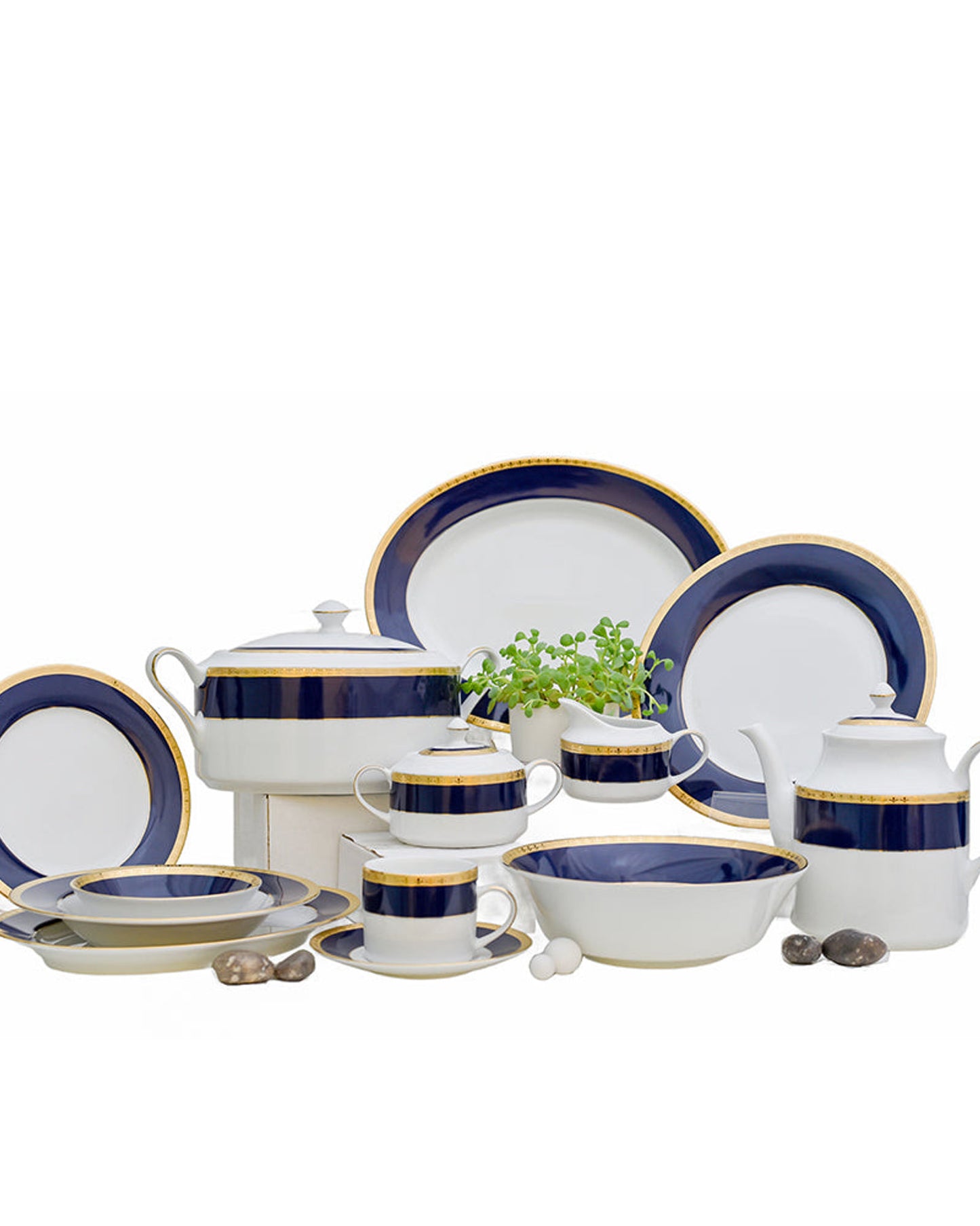 Dankotuwa Dinner Set 59Pc Blue Gold Turkey