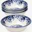Claytan Classic Blue Windmill & Floral Pattern Earthenware Cereal Bowl, 6.2 Inch, White, Set of 4