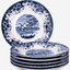 Claytan Classic Blue Windmill & Floral Pattern Earthenware Salad Plate, 8.1 Inch, White, Set of 6