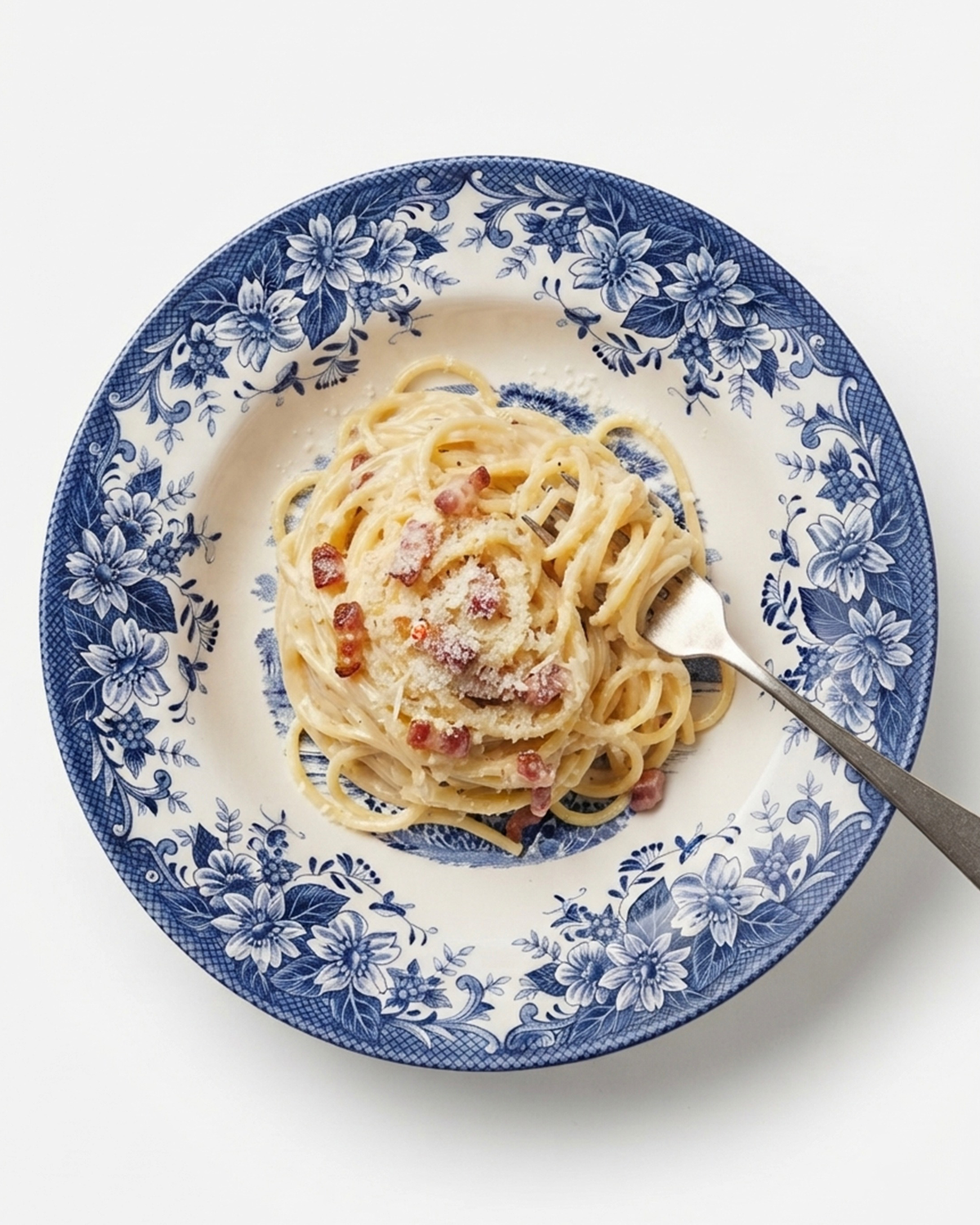 Claytan Classic Blue Windmill & Floral Pattern Earthenware Soup & Pasta Plate, 9.2 Inch, White