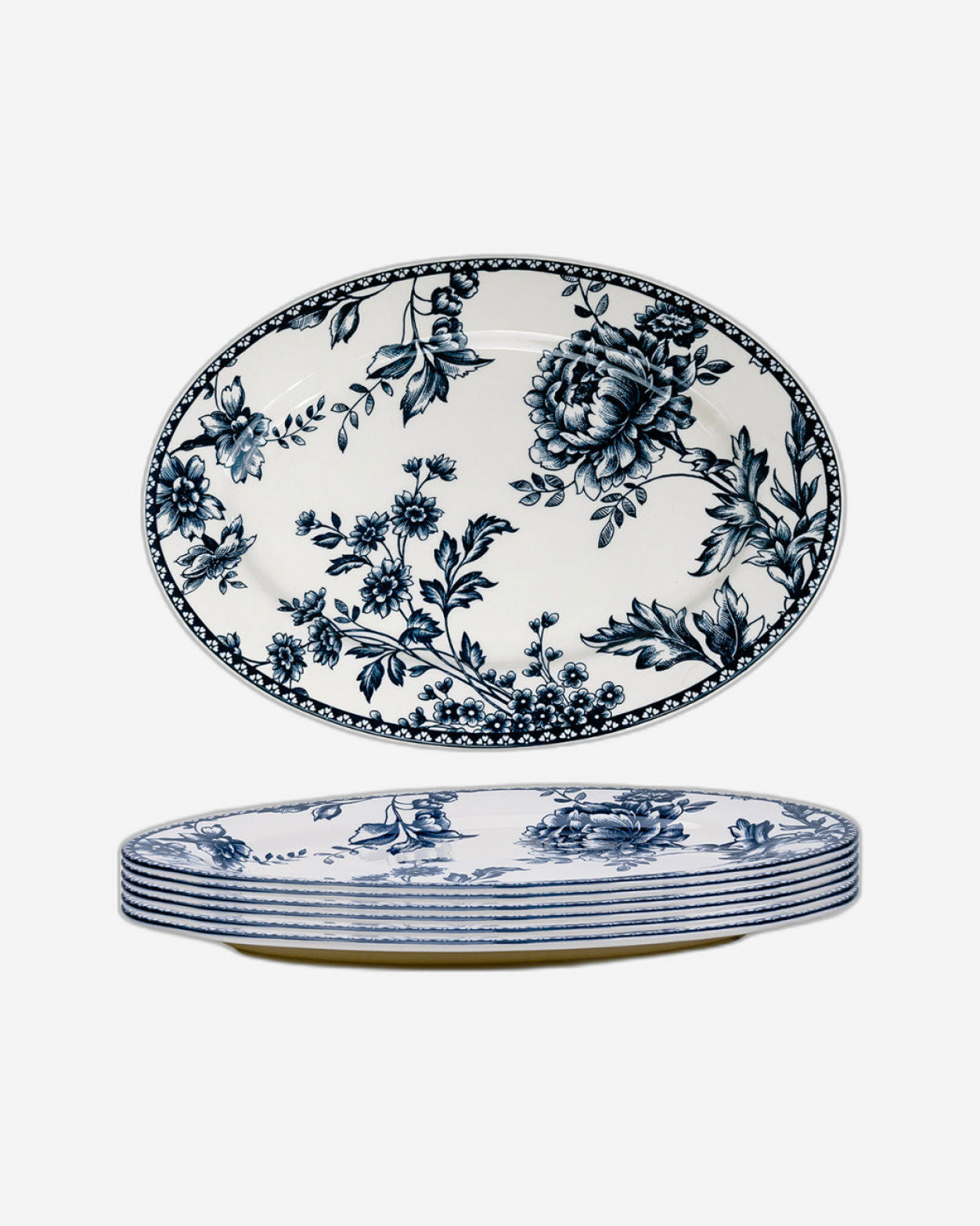 Claytan Rhapsody 14.2-Inch Dark Blue Ceramic Oval Platter (Set of 1)