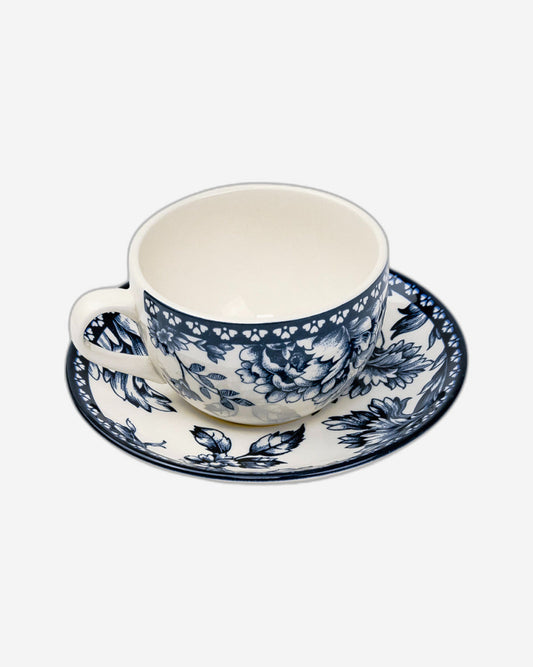 Claytan Rhapsody 240ml Dark Blue Ceramic Cup & Saucer Set (Set of 1)