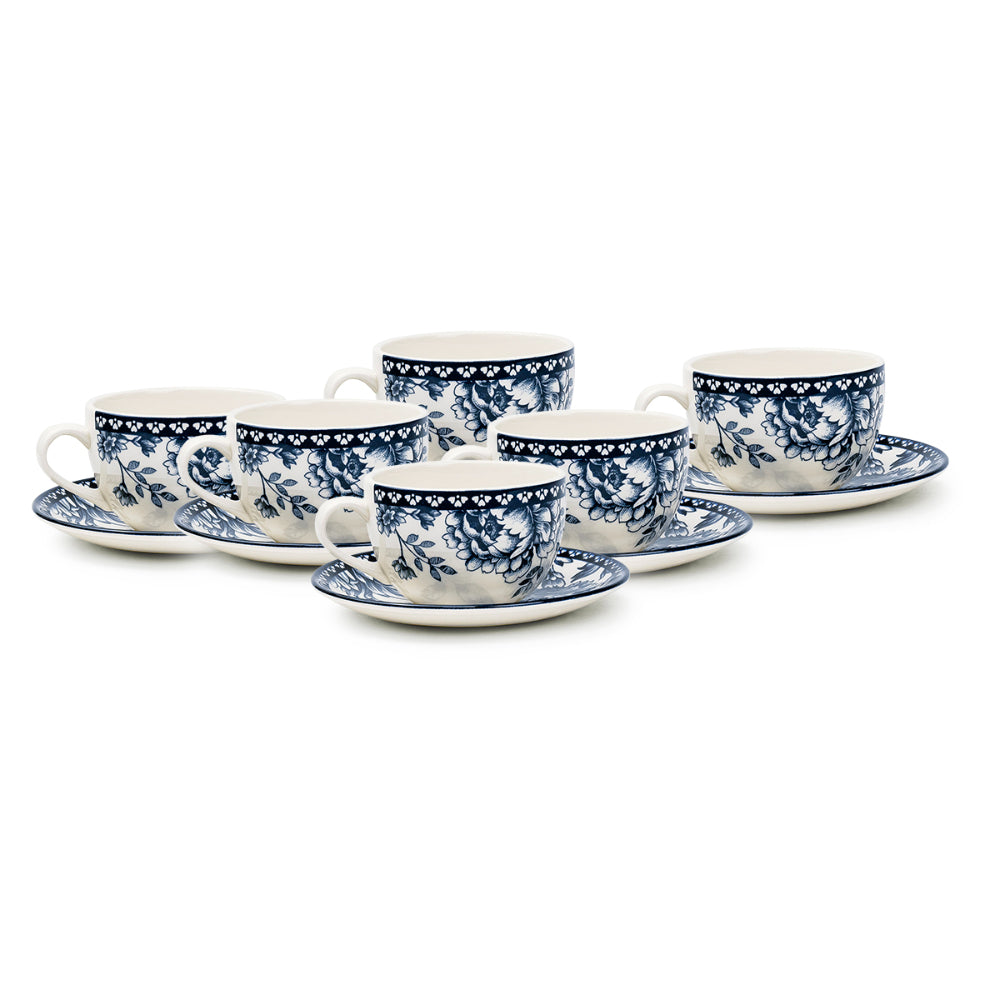 Claytan Rhapsody 240ml Dark Blue Ceramic Cup & Saucer Set (Set of 1)