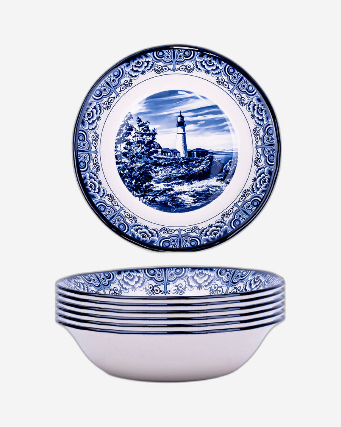 Claytan Lighthouse Blue 9-Inch Ceramic Salad Bowl (Set of 1)