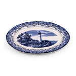 Claytan Lighthouse Blue 14.2-Inch Ceramic Oval Platter (Set of 1)