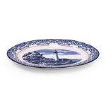 Claytan Lighthouse Blue 14.2-Inch Ceramic Oval Platter (Set of 1)