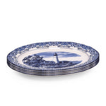 Claytan Lighthouse Blue 14.2-Inch Ceramic Oval Platter (Set of 1)