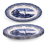 Claytan Lighthouse Blue 14.2-Inch Ceramic Oval Platter (Set of 1)