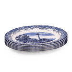 Claytan Lighthouse Blue 14.2-Inch Ceramic Oval Platter (Set of 1)