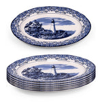 Claytan Lighthouse Blue 14.2-Inch Ceramic Oval Platter (Set of 1)