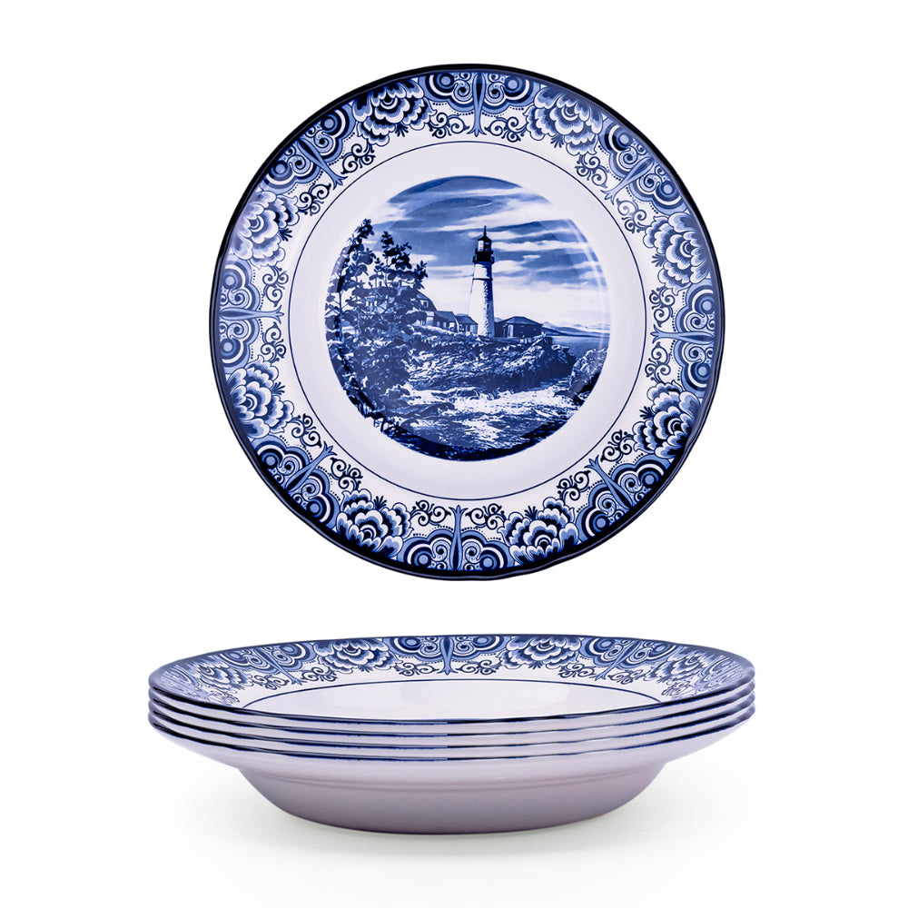 Claytan Lighthouse Blue 9-Inch Ceramic Soup Plate (Set of 1)