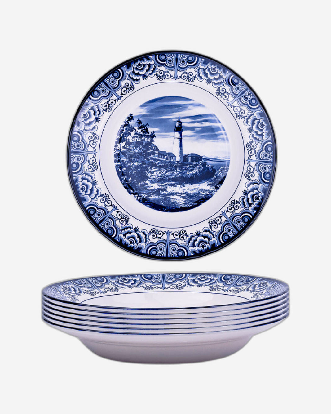 Claytan Lighthouse Blue 9-Inch Ceramic Soup Plate (Set of 1)