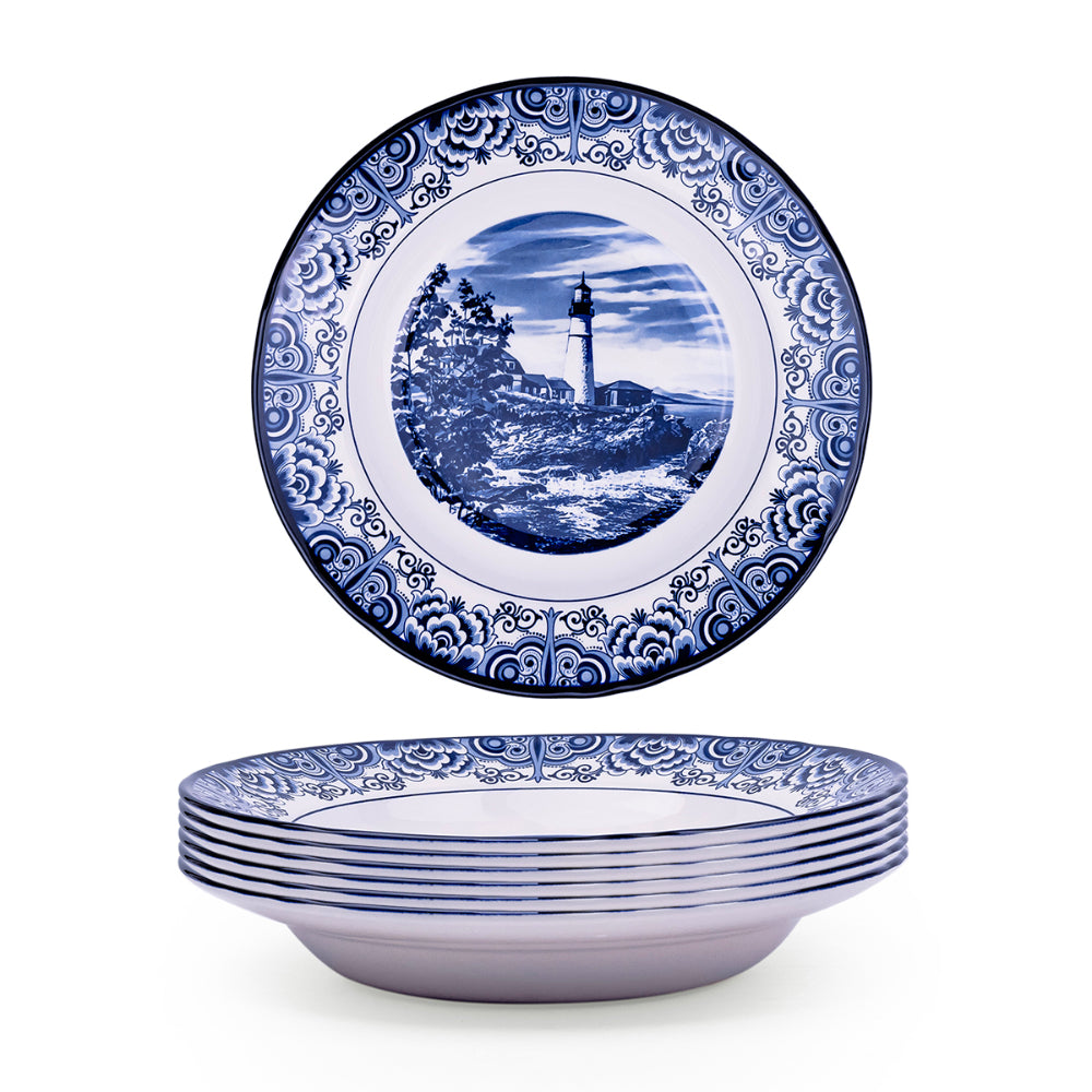 Claytan Lighthouse Blue 9-Inch Ceramic Soup Plate (Set of 1)