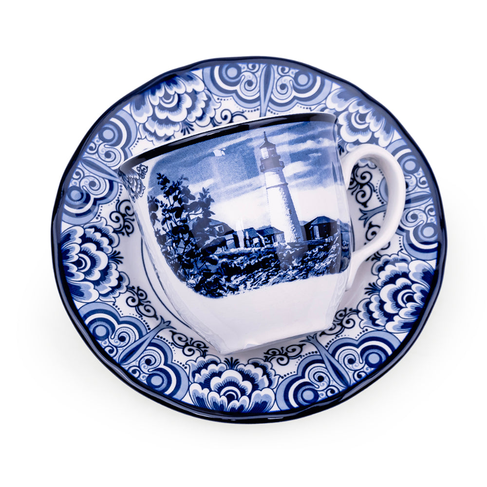 Claytan Halcyon Blue 200 ml Porcelain Coffee & Tea Cup with Matching Saucer (Set Of 1)