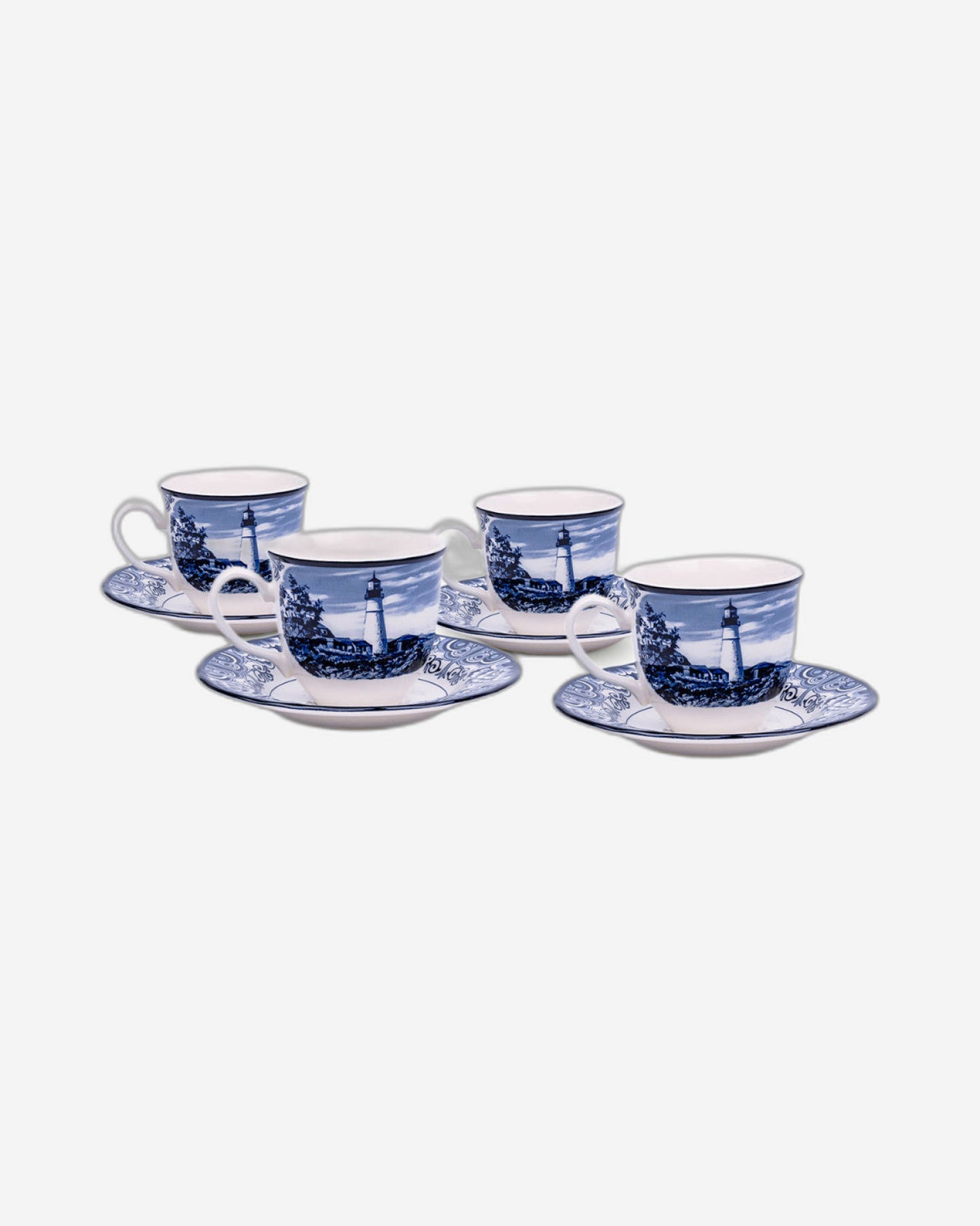 Claytan Halcyon Blue 200 ml Porcelain Coffee & Tea Cup with Matching Saucer (Set Of 1)