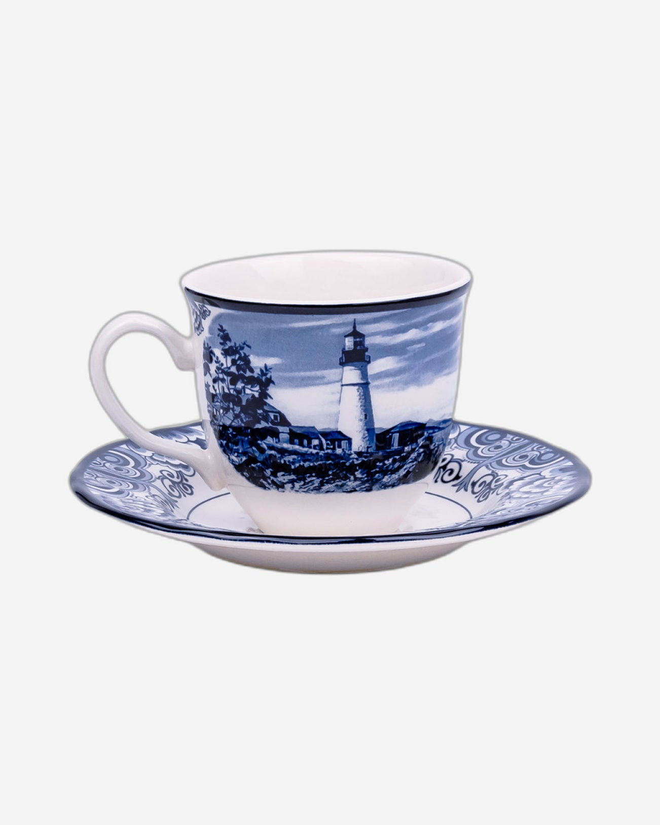 Claytan Halcyon Blue 200 ml Porcelain Coffee & Tea Cup with Matching Saucer (Set Of 1)