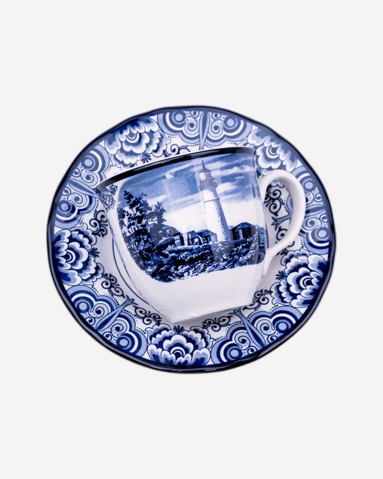 Claytan Halcyon Blue 200 ml Porcelain Coffee & Tea Cup with Matching Saucer (Set Of 1)