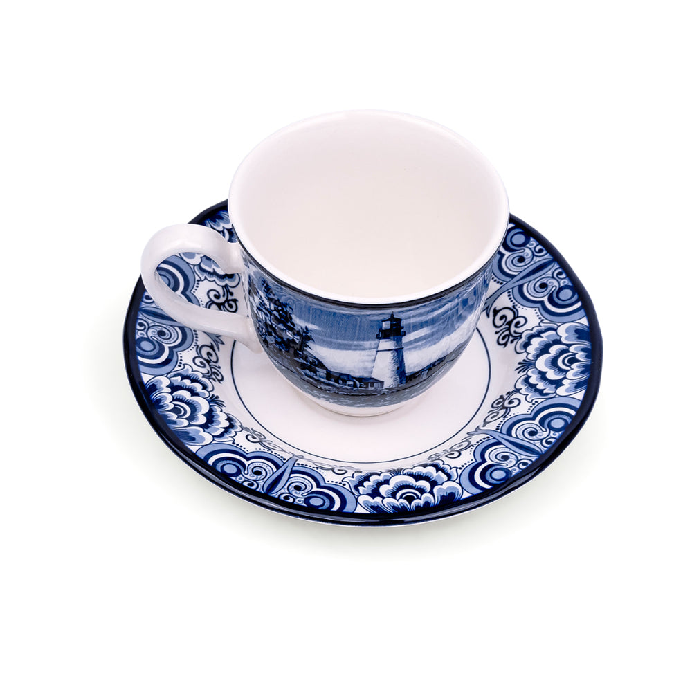Claytan Halcyon Blue 200 ml Porcelain Coffee & Tea Cup with Matching Saucer (Set Of 1)