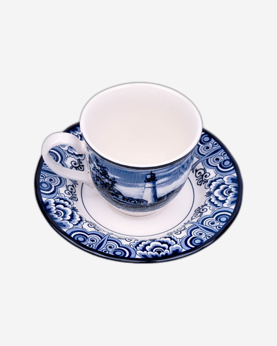 Claytan Halcyon Blue 200 ml Porcelain Coffee & Tea Cup with Matching Saucer (Set Of 1)