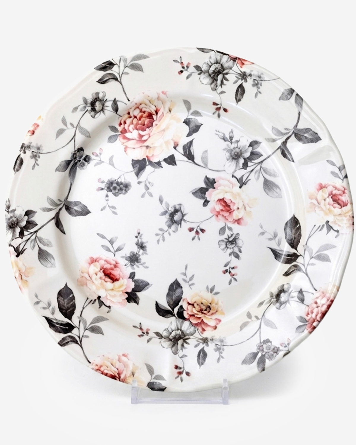 Claytan Jasper Floral Pattern Earthenware Chop Plate, 12.1 Inch, White