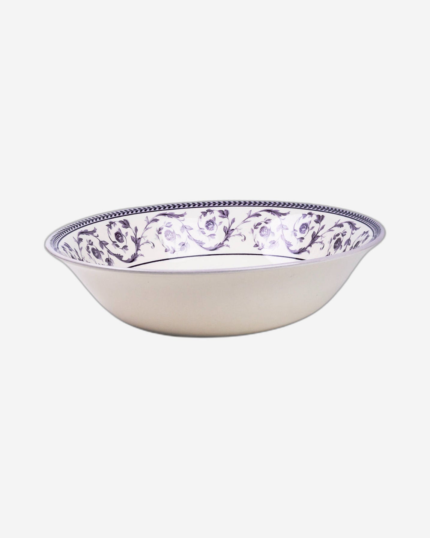 Claytan Callista Purple 9.2-Inch Porcelain Salad Bowl (Purple & White, Set Of 1)