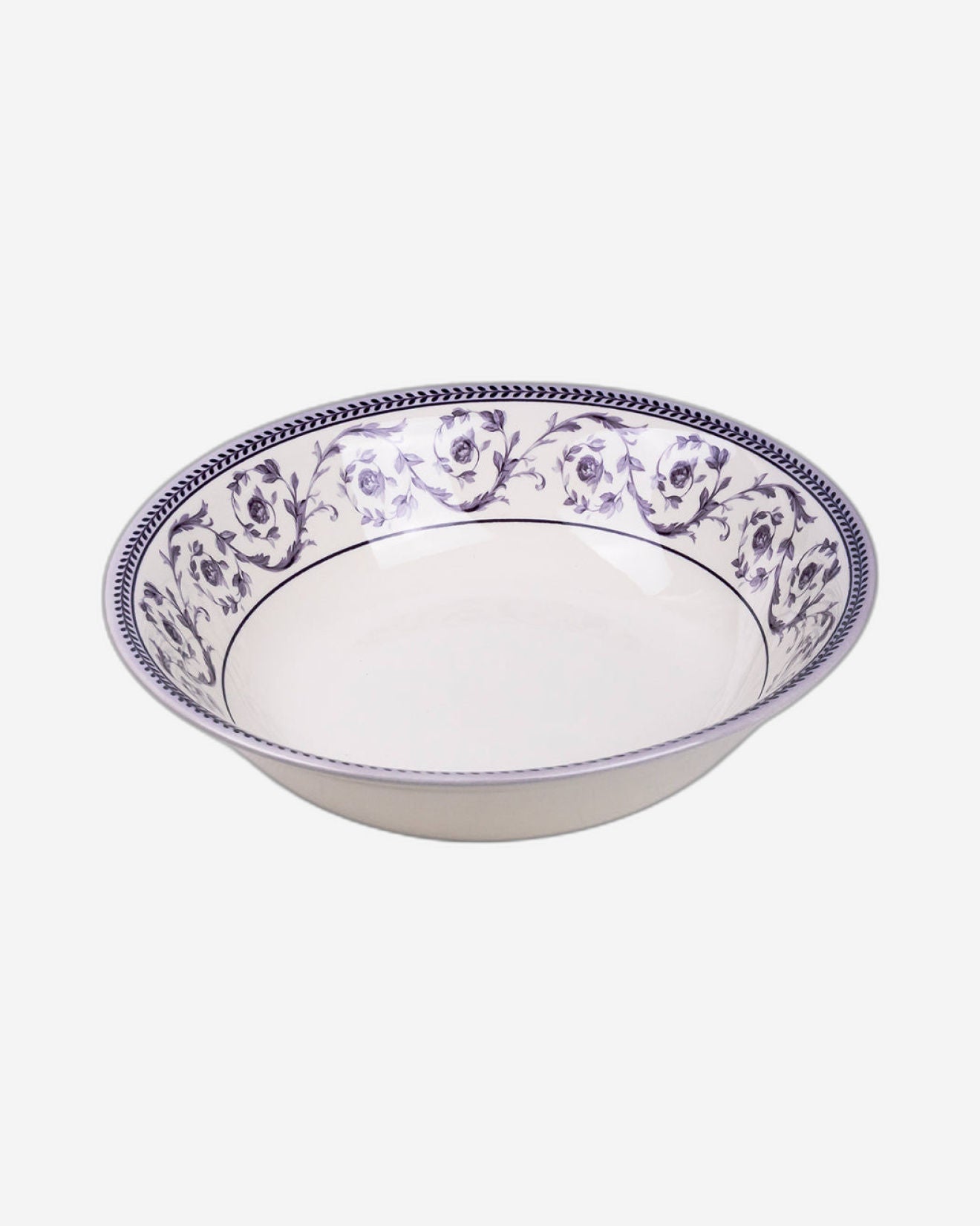 Claytan Callista Purple 9.2-Inch Porcelain Salad Bowl (Purple & White, Set Of 1)