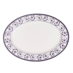 Claytan Callista 14.2 inch Hand-Glazed Ceramic Oval Platter (Purple & White Set Of 1)