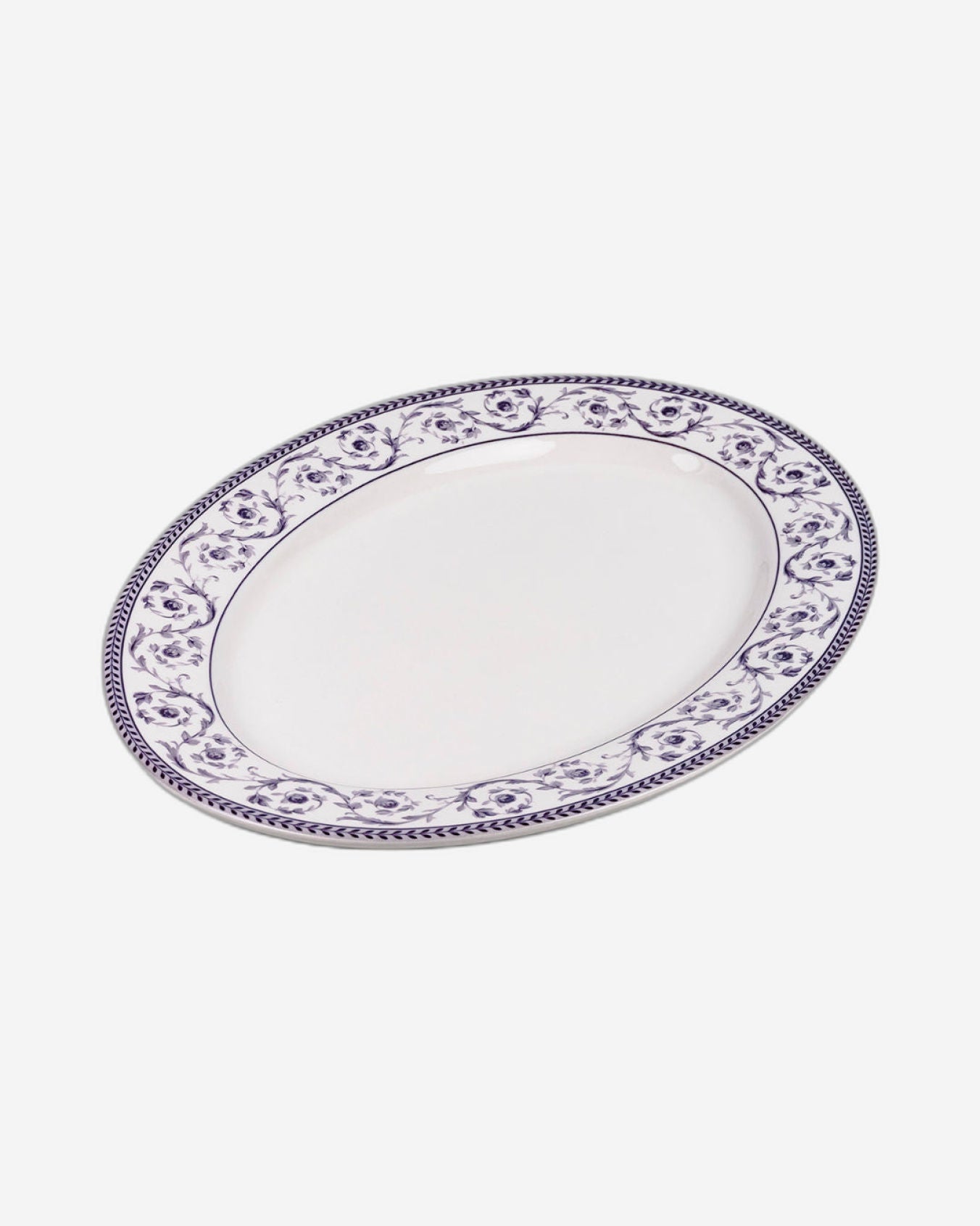 Claytan Callista 14.2 inch Hand-Glazed Ceramic Oval Platter (Purple & White Set Of 1)