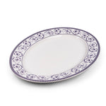 Claytan Callista 14.2 inch Hand-Glazed Ceramic Oval Platter (Purple & White Set Of 1)