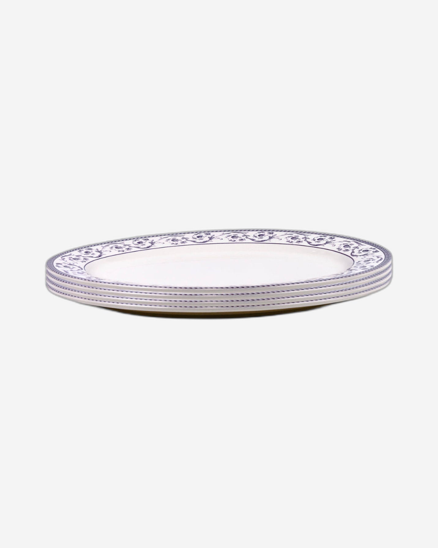 Claytan Callista 14.2 inch Hand-Glazed Ceramic Oval Platter (Purple & White Set Of 1)